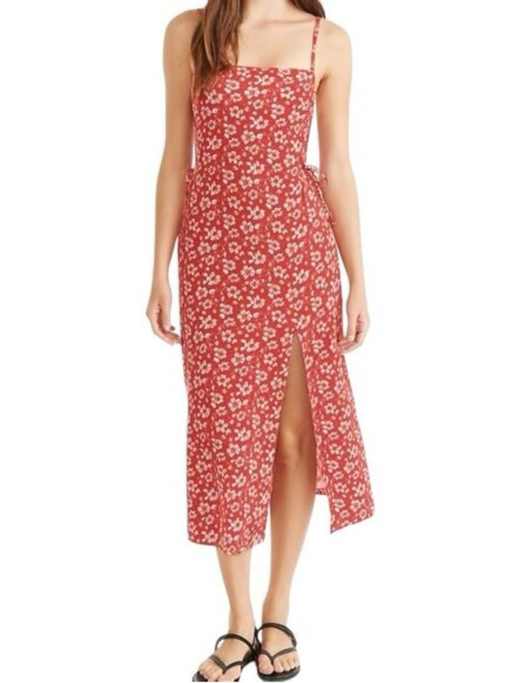 Red Floral stretchy longer lengthy dress from Hollister worn once.